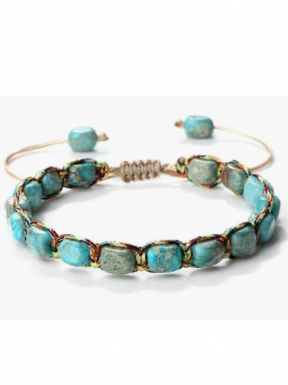 Natural Turquoise blue Howlite Stone Woven Bracelet